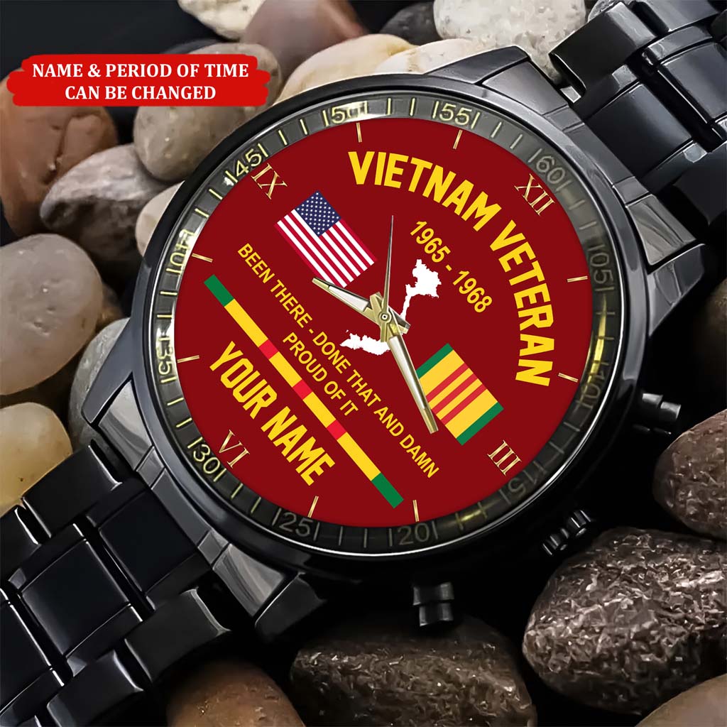 Personalized Vietnam Veteran Quartz Watch - Custom Name & Service Period Commemorative Watch