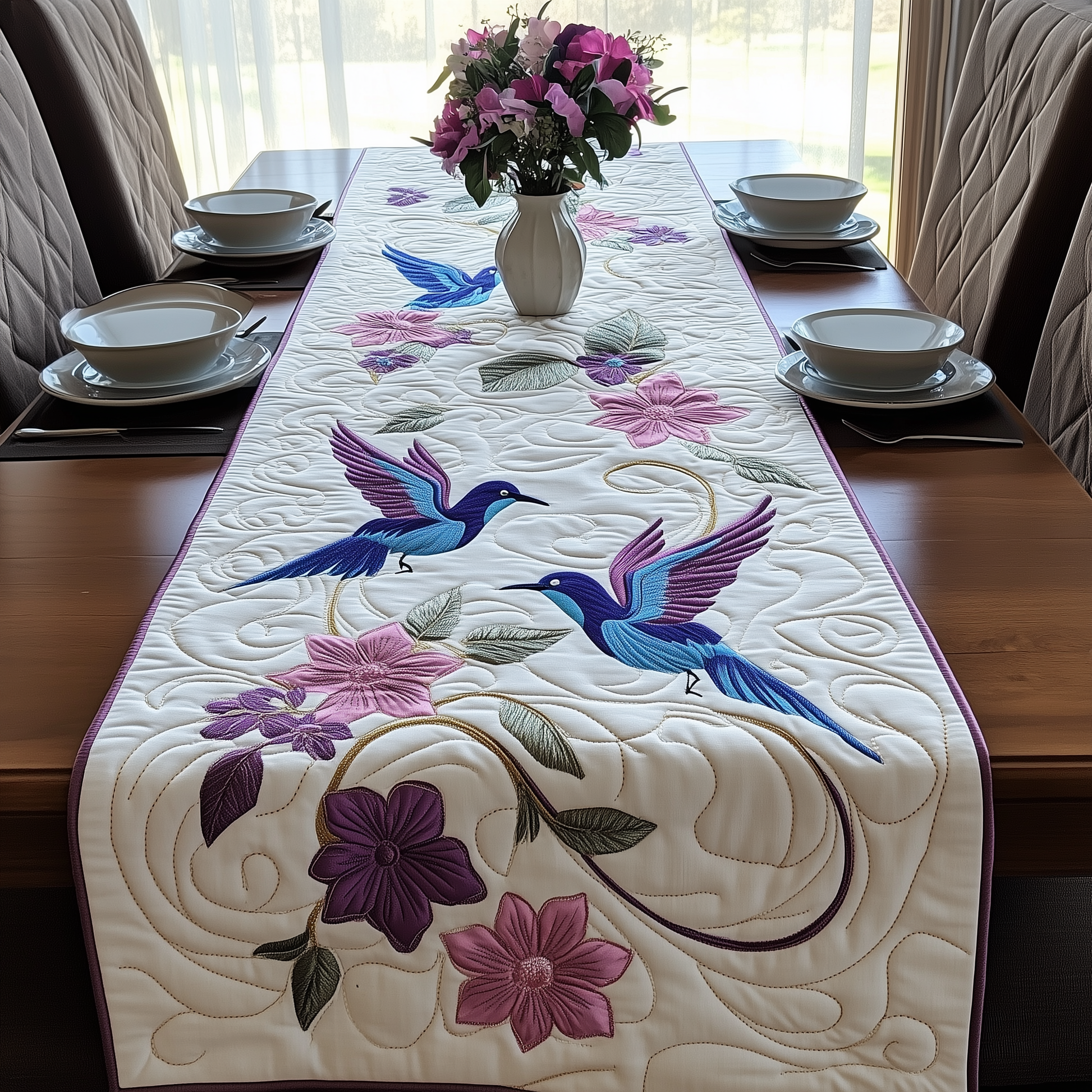 Elegant HummingbirdQuilted Table Runner GFTOHD669