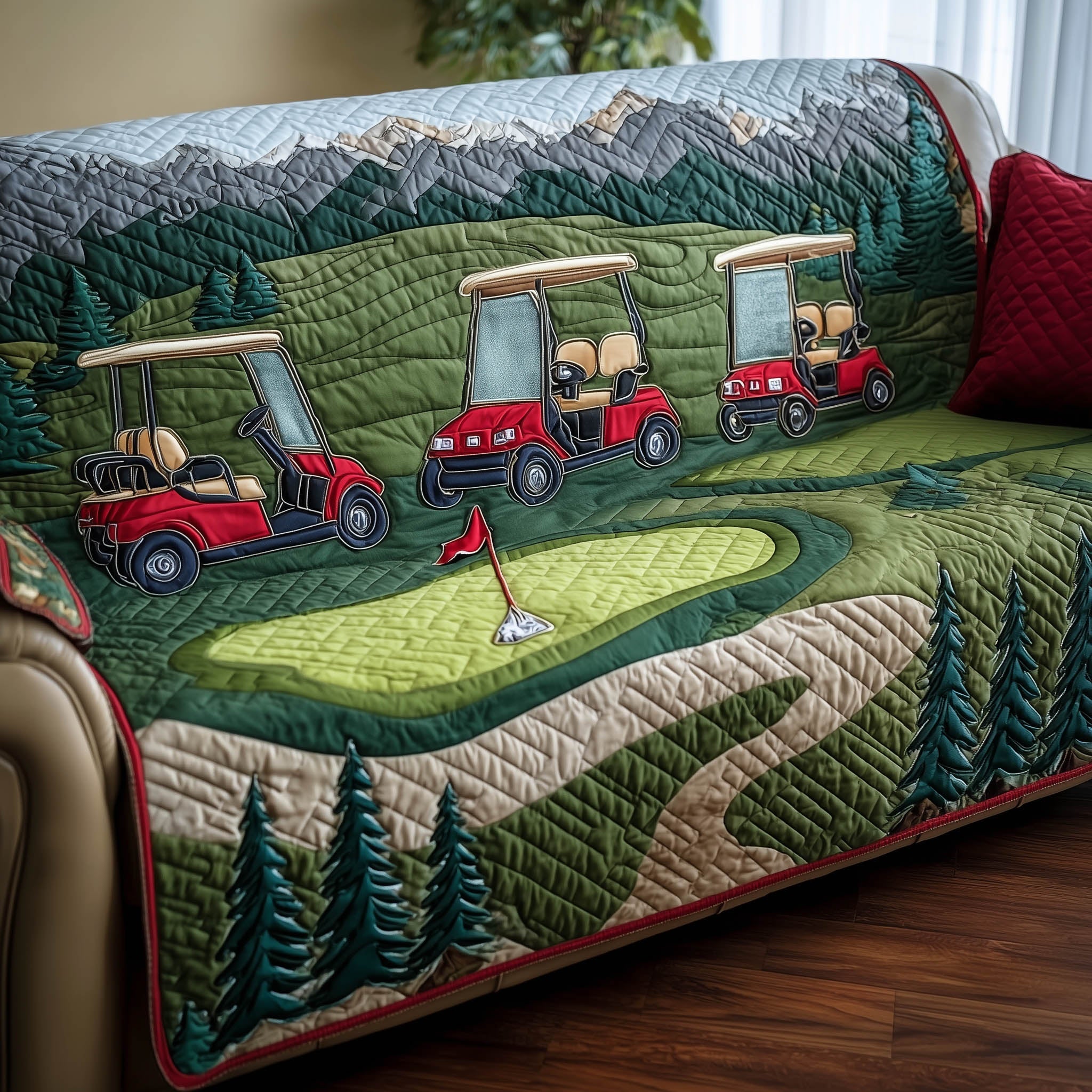 Golf Course Quilted Sofa   Cover GFTONT5584 - 1