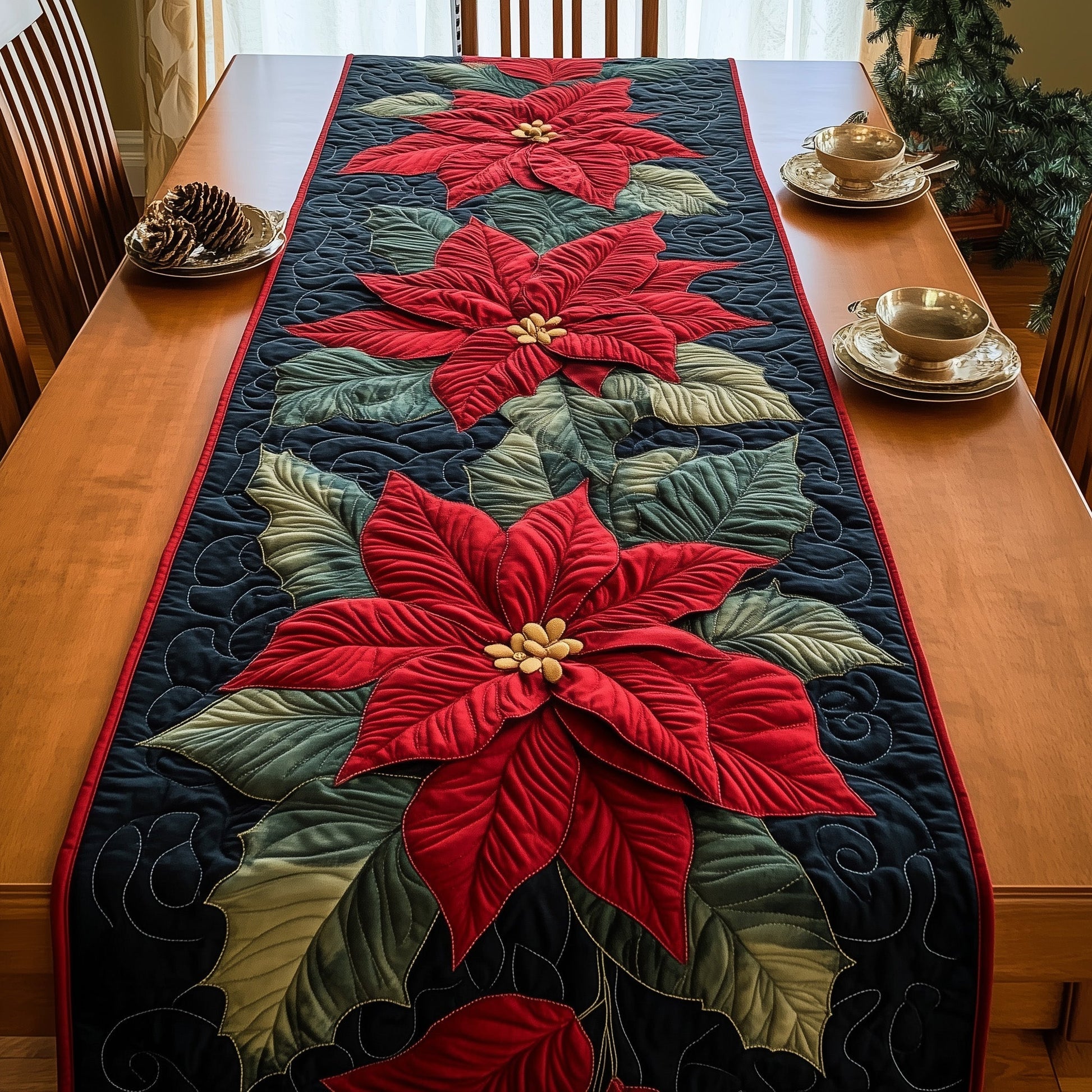 Poinsettia Quilted TableRunner GFTOTG809