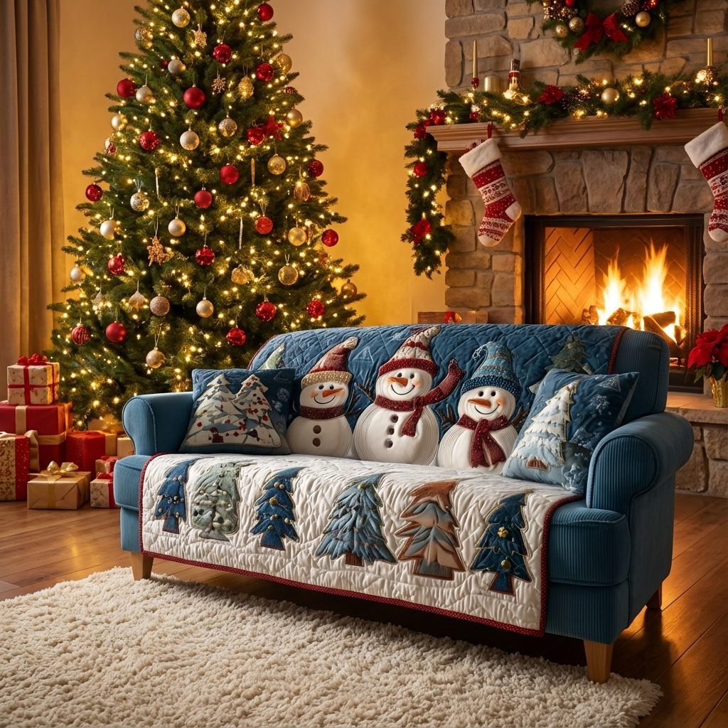Holiday Glow Quilted Sofa Cover GFTOTP13796 - 3