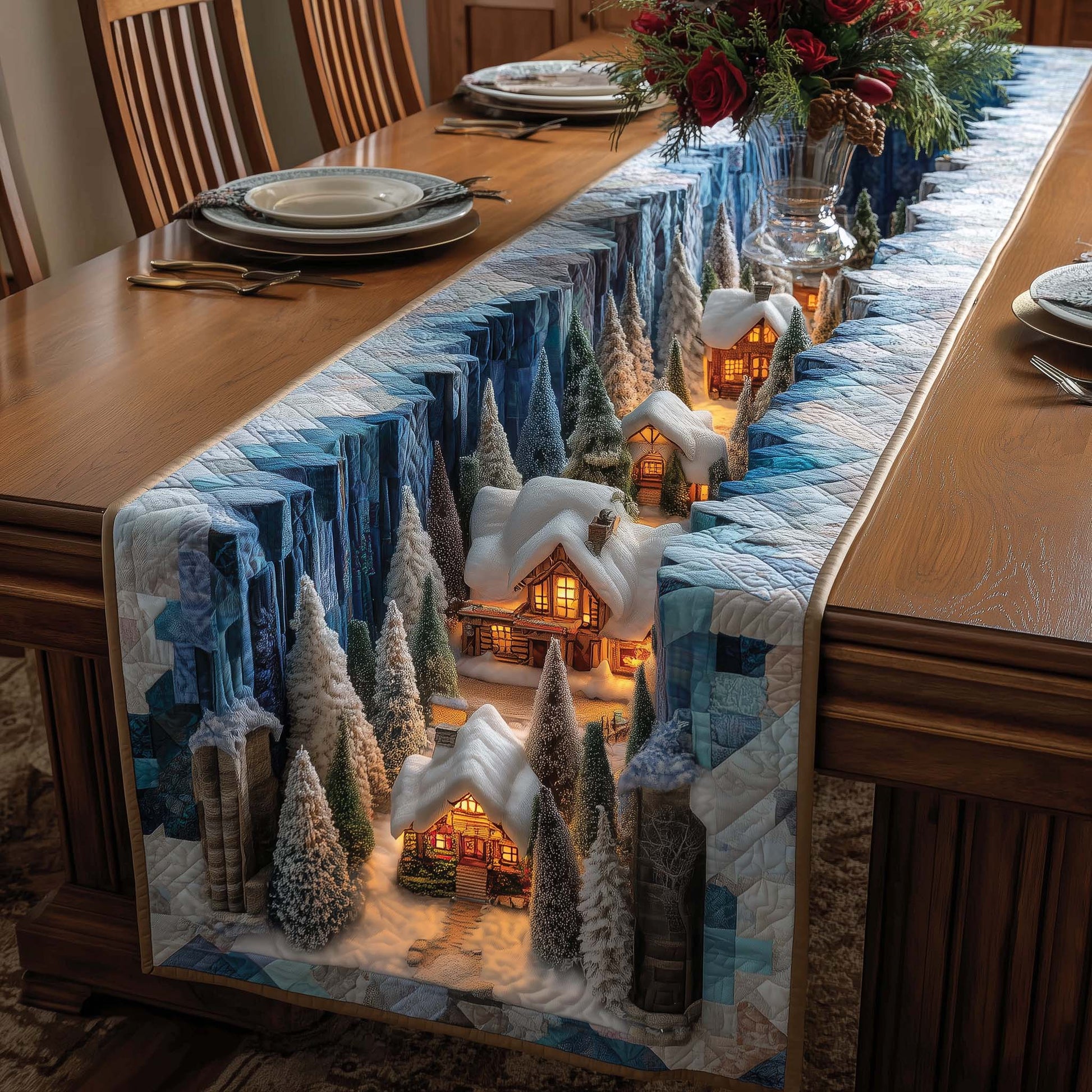 Christmas Village QuiltedTable Runner GFTOTP15425