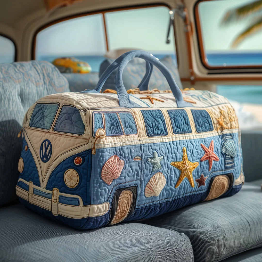Hippie Van Beach Quilted Duffle Bag GFTOYC39