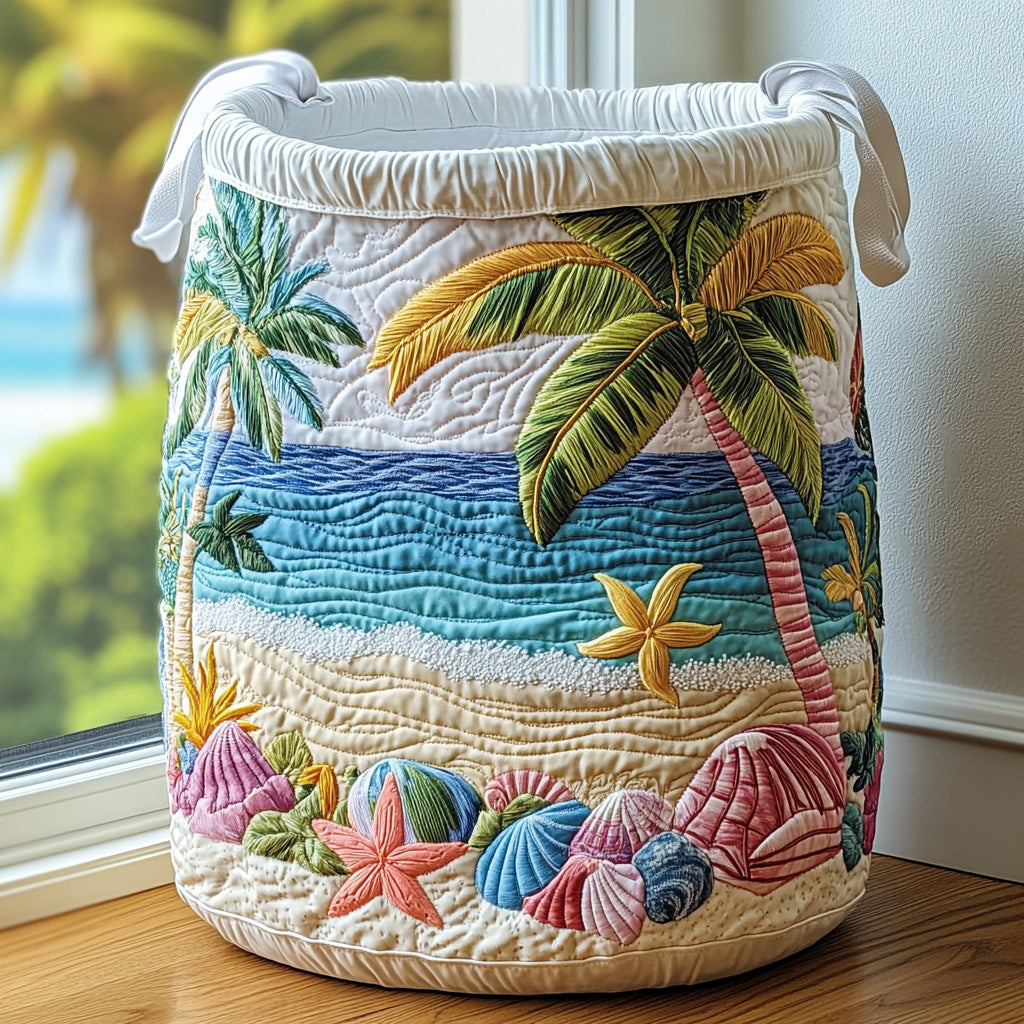 Tropic Haven Quilted Laundry Basket NCU0QN021 - Ocean Serenity Quilted Laundry Basket NCU0PVL491