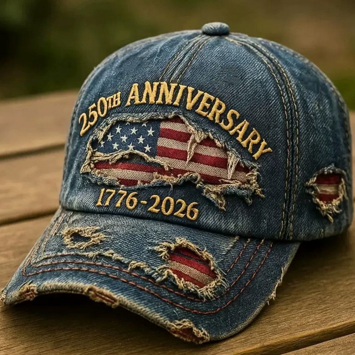 Men's USA 250th Anniversary Distressed Baseball Cap | Embroidered Bald Eagle Patriotic Trucker Hat