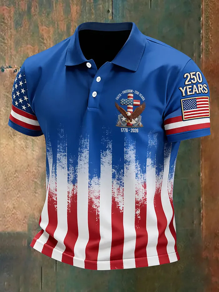[Copy]Men's USA Flag Patriotic Golf Polo Shirt | Moisture Wicking American Flag Performance Golf Apparel