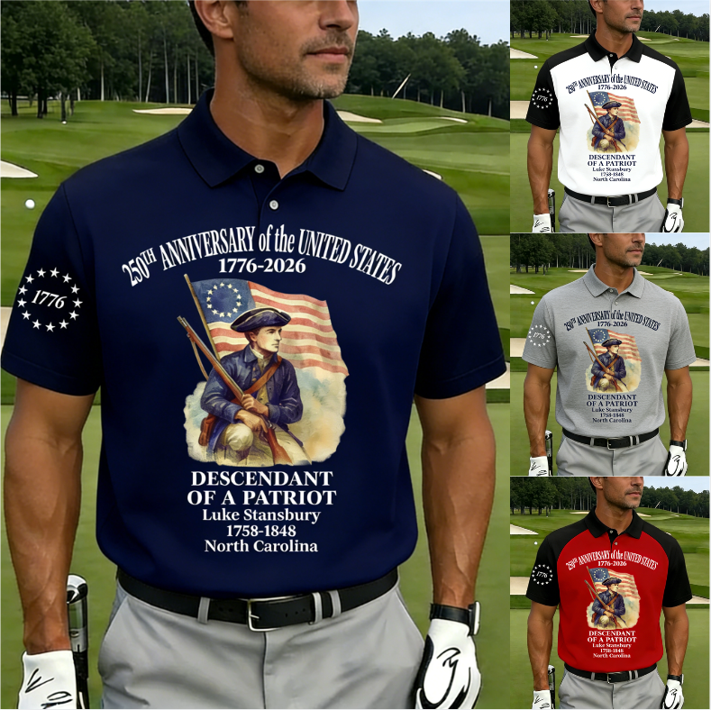 Men's 250th Anniversary of United States Independence Day Revolutionary War Commemorative Polo Shirt