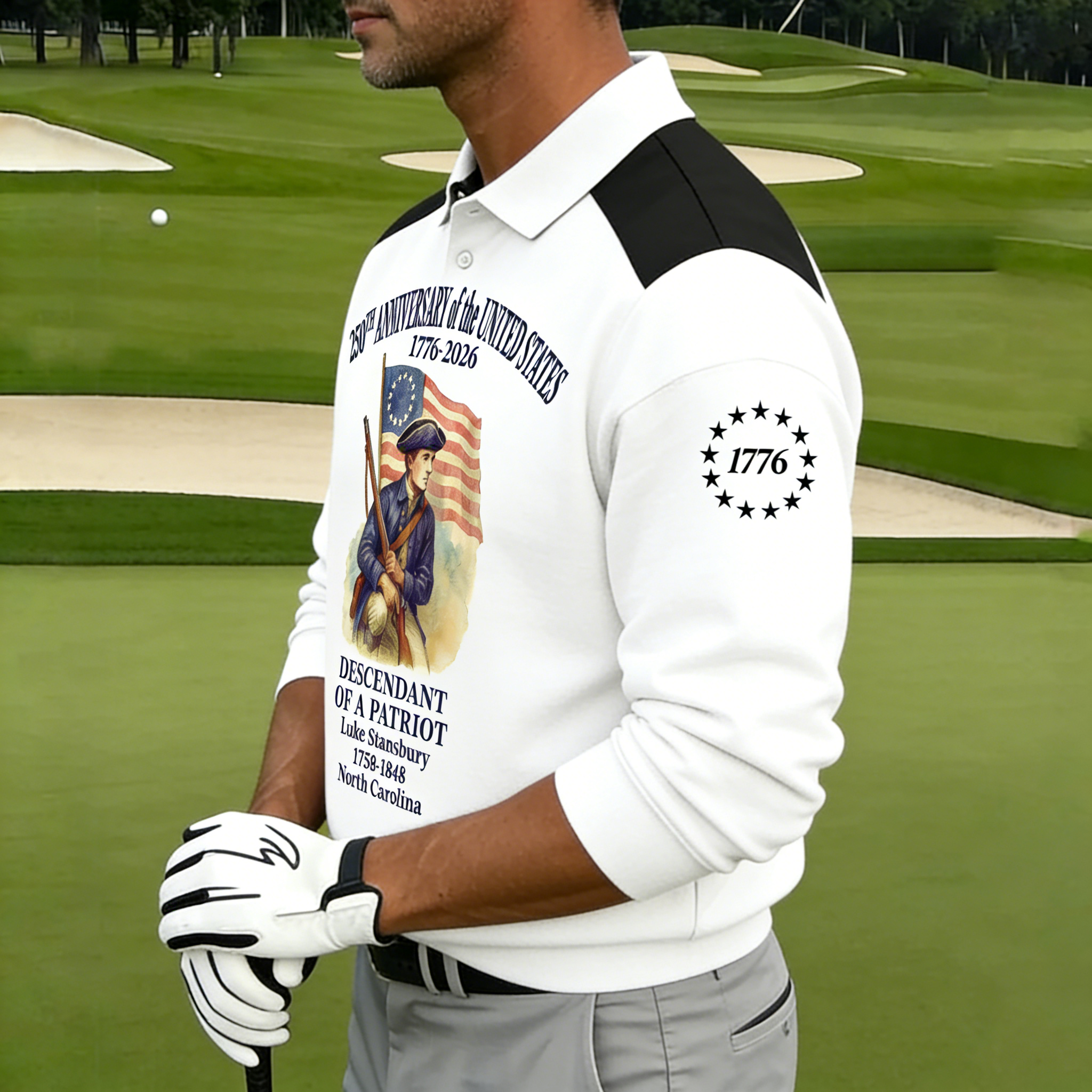 Men's 250th Anniversary of United States Independence Day Revolutionary War Commemorative Polo Shirt