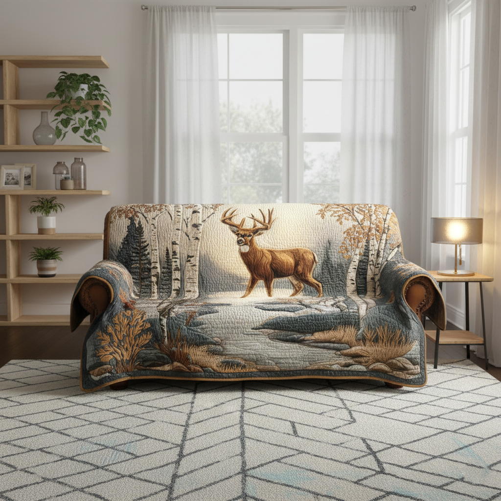 Frosted Townscape Quilted Sofa Cover GFTOTP13836