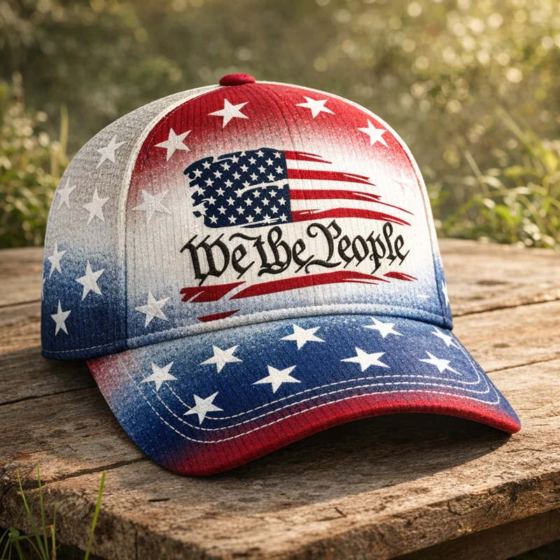 Patriotic USA 250 Anniversary Cap | Embroidered Flower & Flag Design