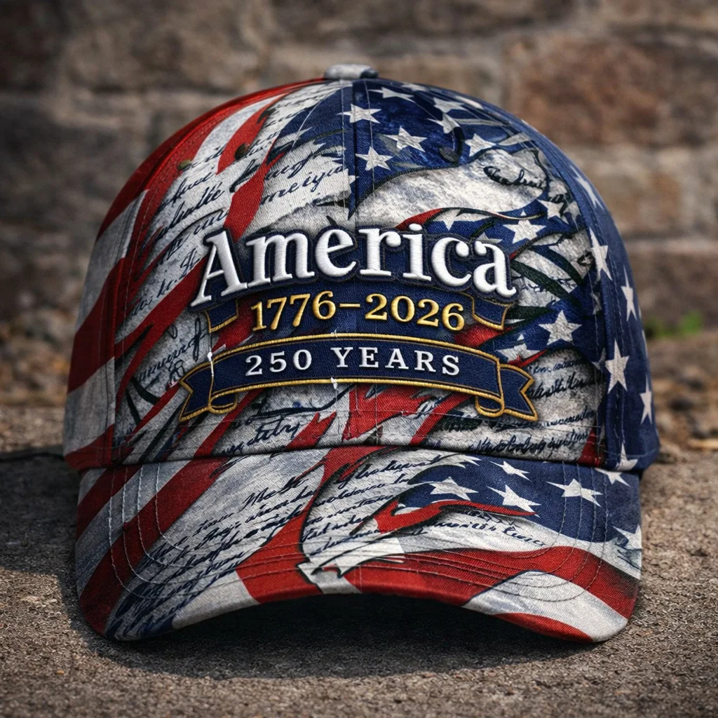Patriotic USA 250 Anniversary Cap | Embroidered Flower & Flag Design