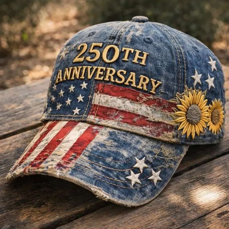 USA 250th Anniversary Distressed Denim Floral Patriotic Baseball Cap✨(Breathable & Lightweight Comfort & Unisex Fit)
