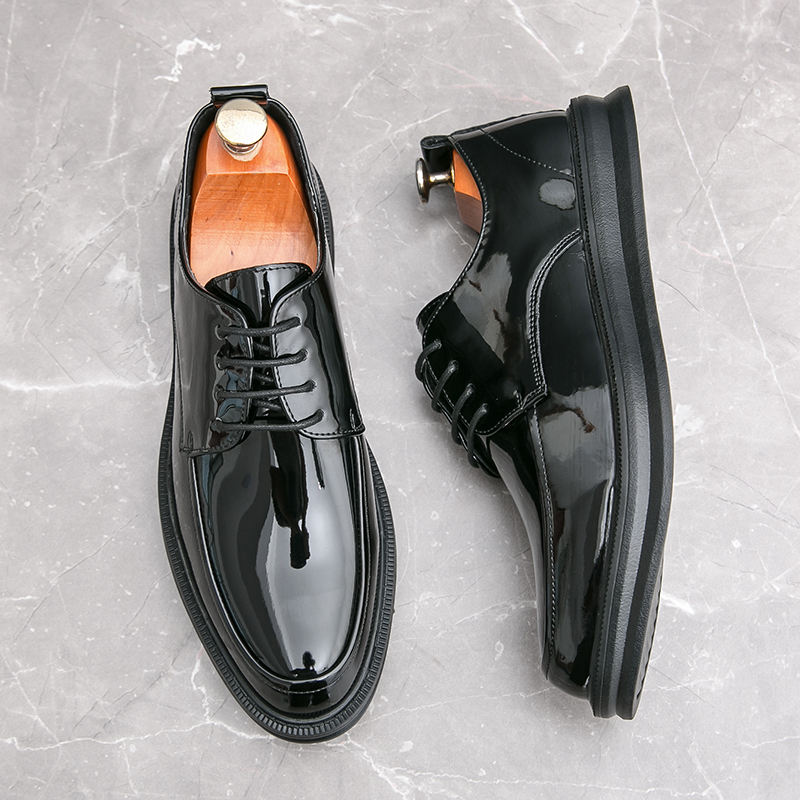 Classic Glossy Derby Shoes – Modern Formal Dress Shoes for Men