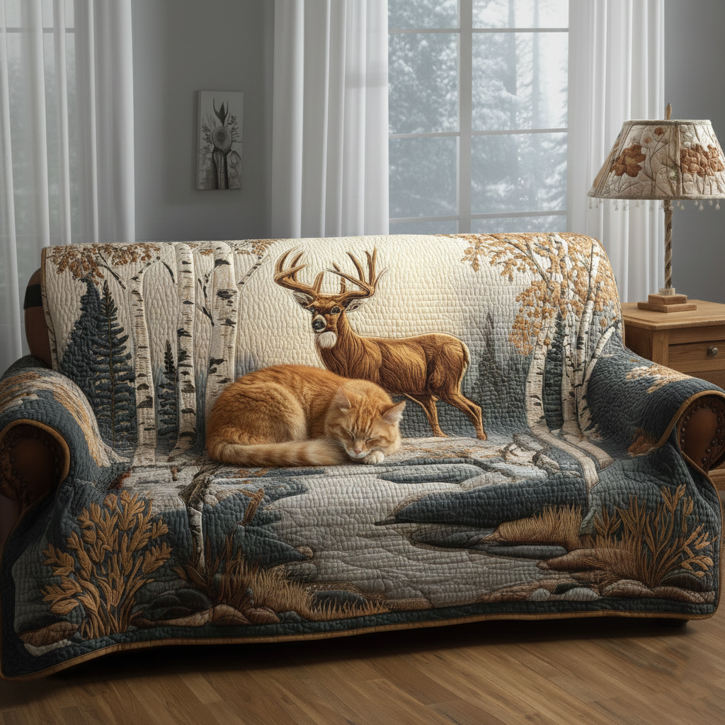 Frosted Townscape Quilted Sofa Cover GFTOTP13836