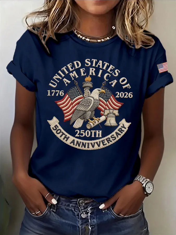 1776-2026 America 250 Years Patriotic Casual T-Shirt for Women