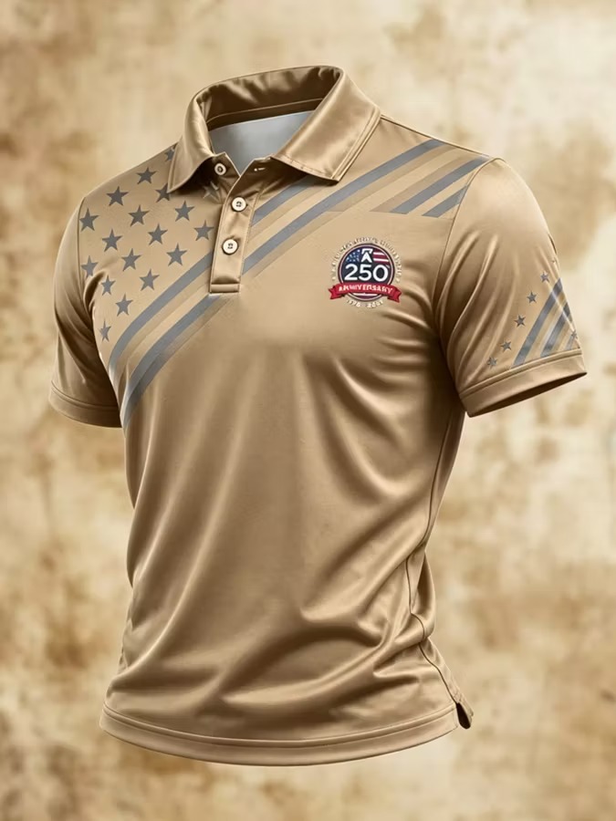 Men's Star Gradient Stripe American Flag 250th Anniversary Polo Shirt