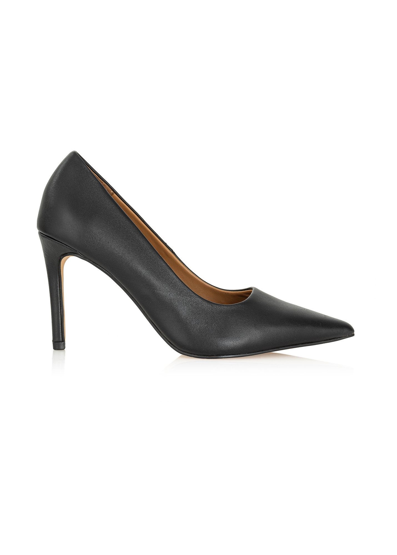 Black leather women's high heels