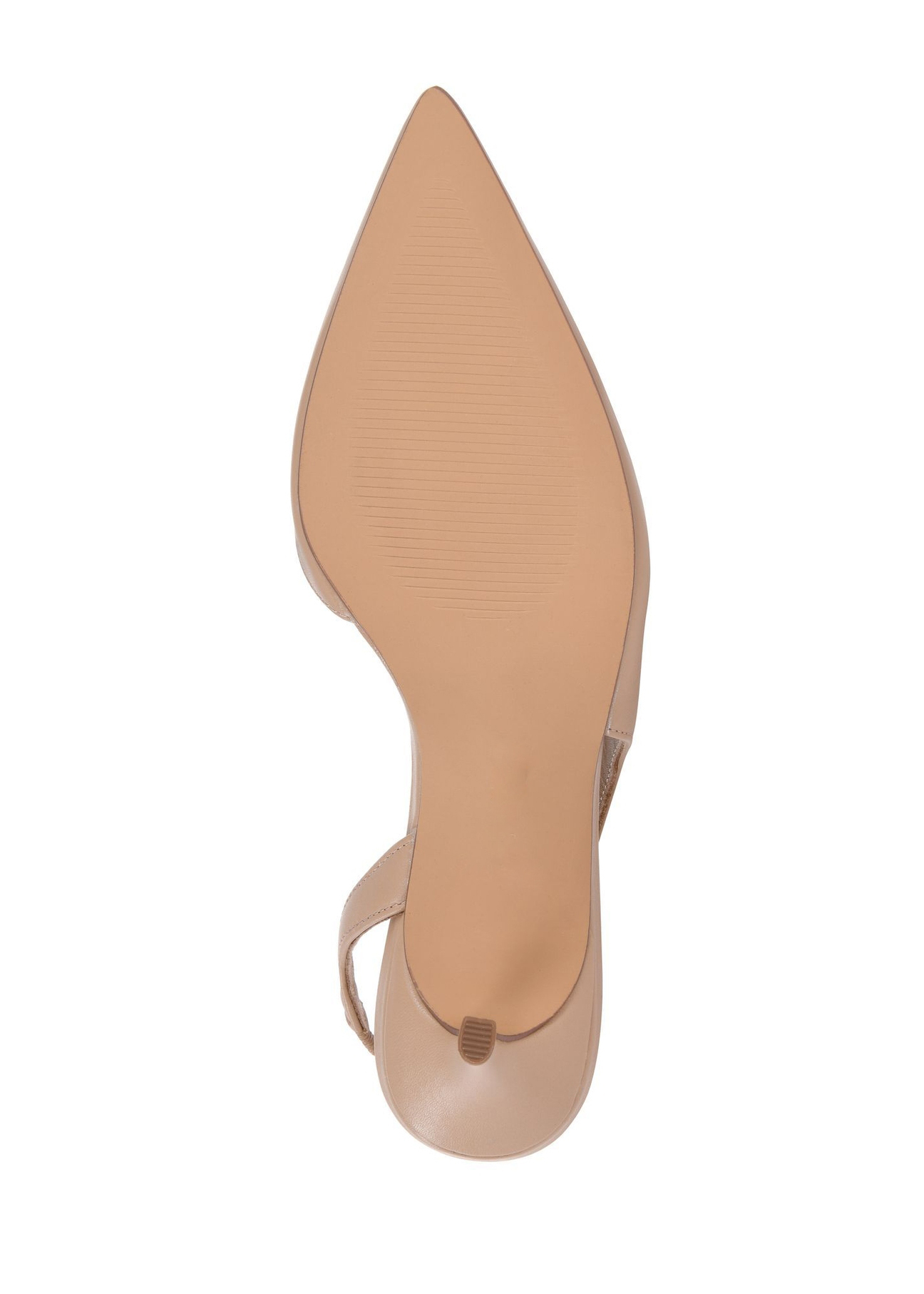Beige leather pumps with a cut-out heel