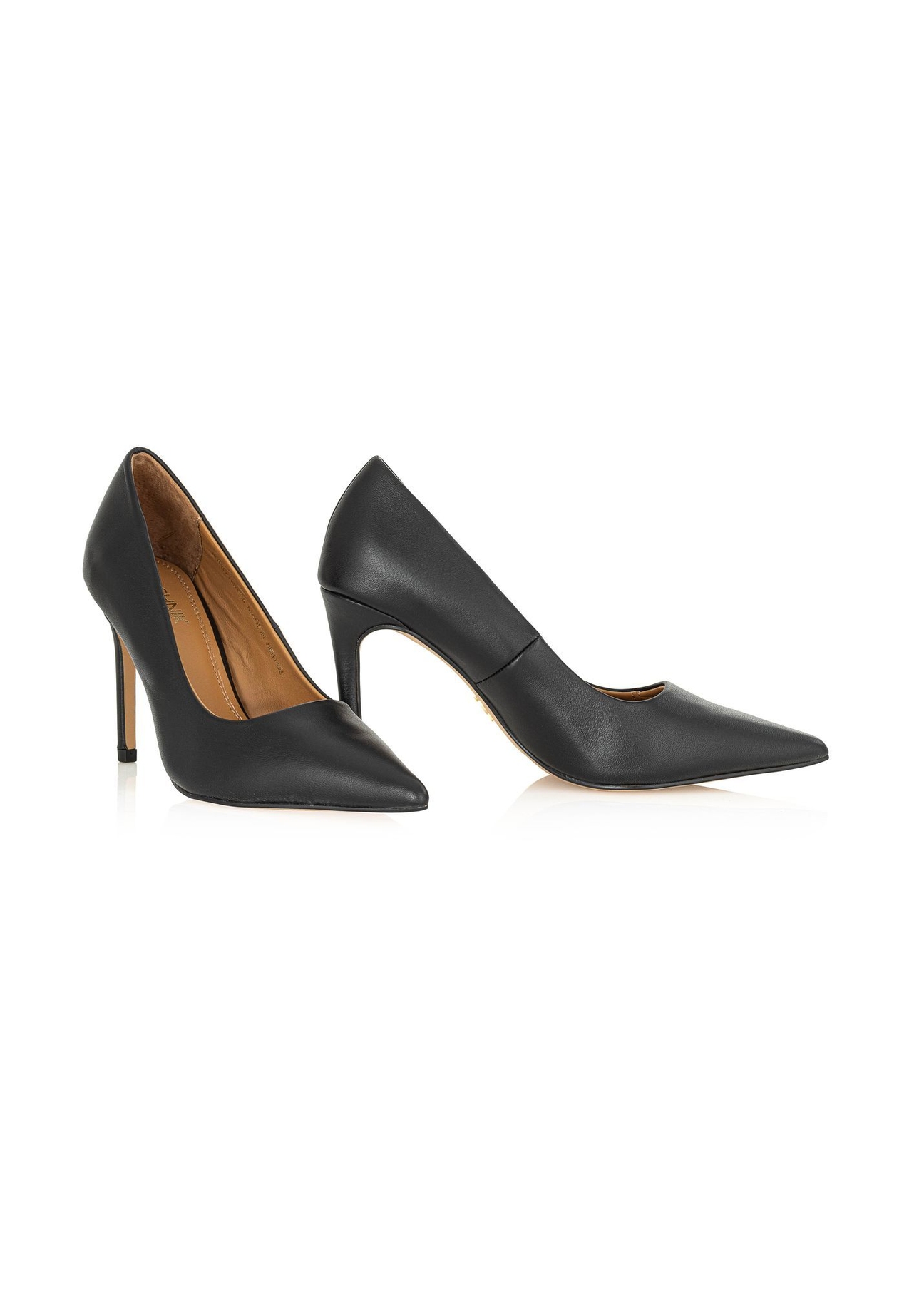 Black leather women's high heels