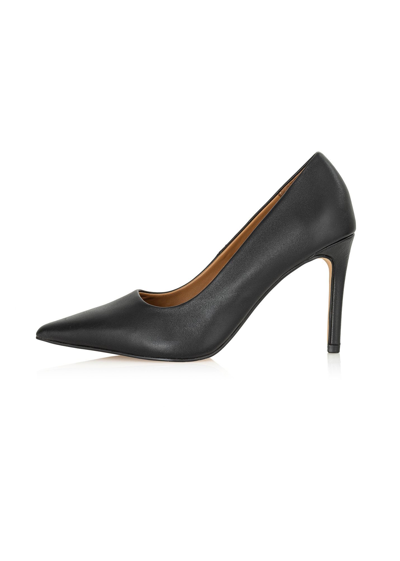 Black leather women's high heels