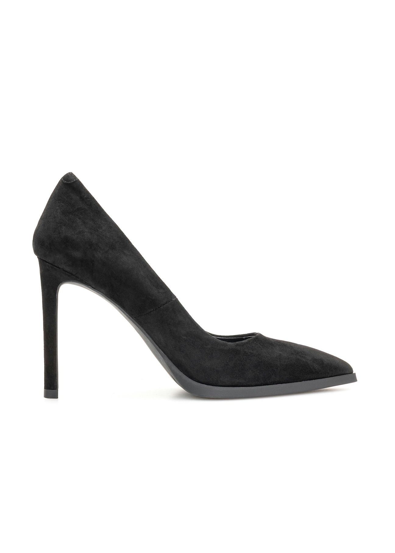 Black suede women's high heels