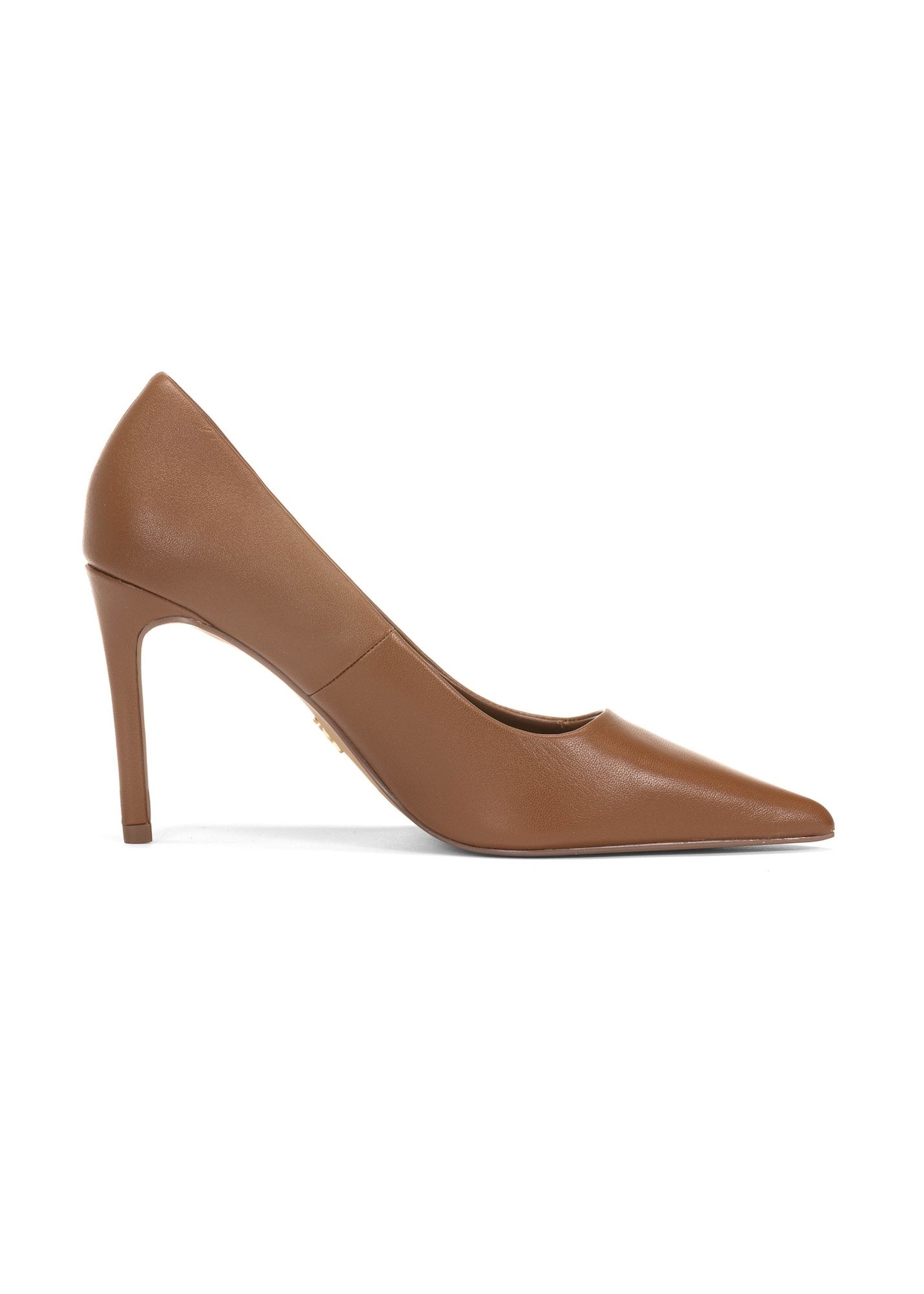 Brown leather women's high heels