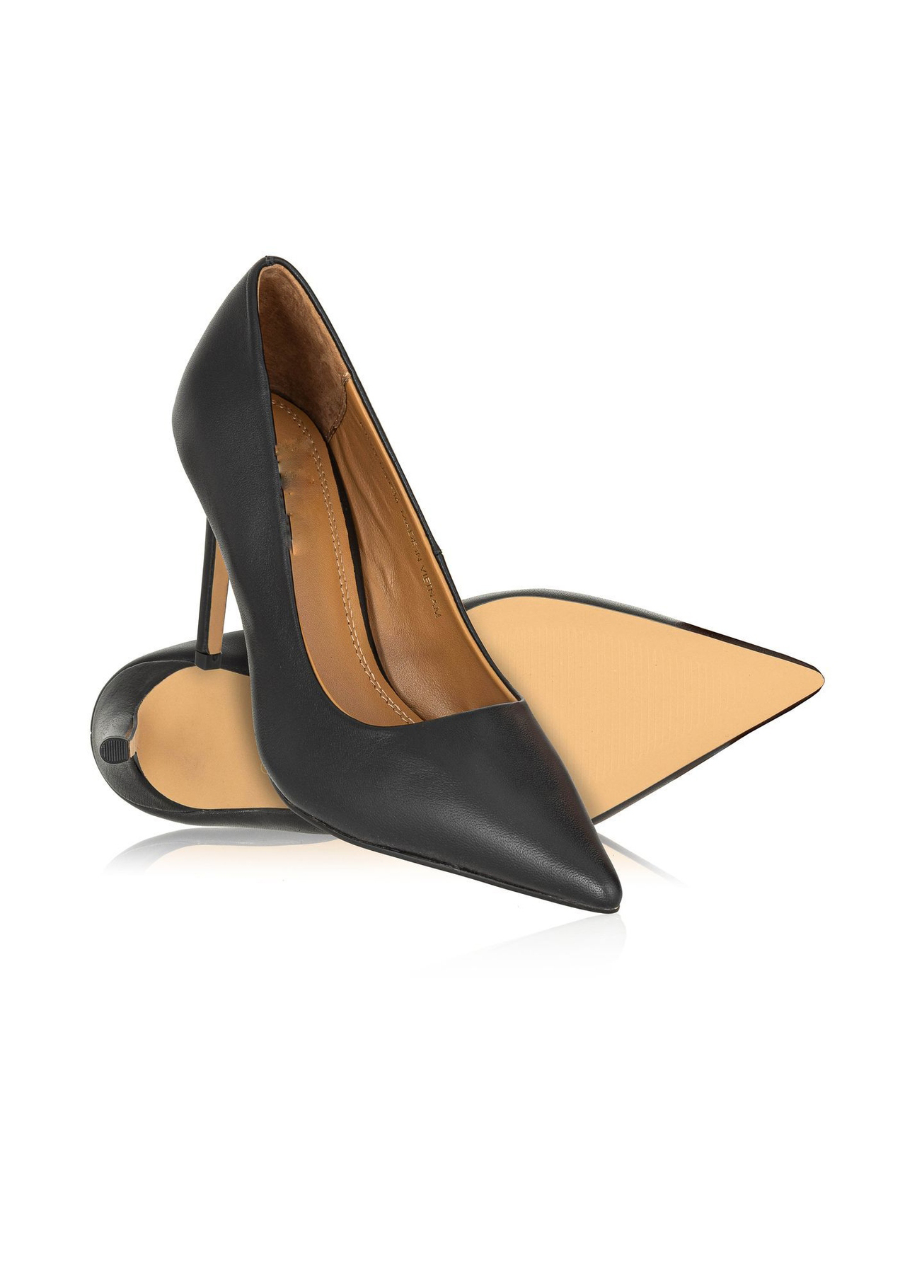 Black leather women's high heels