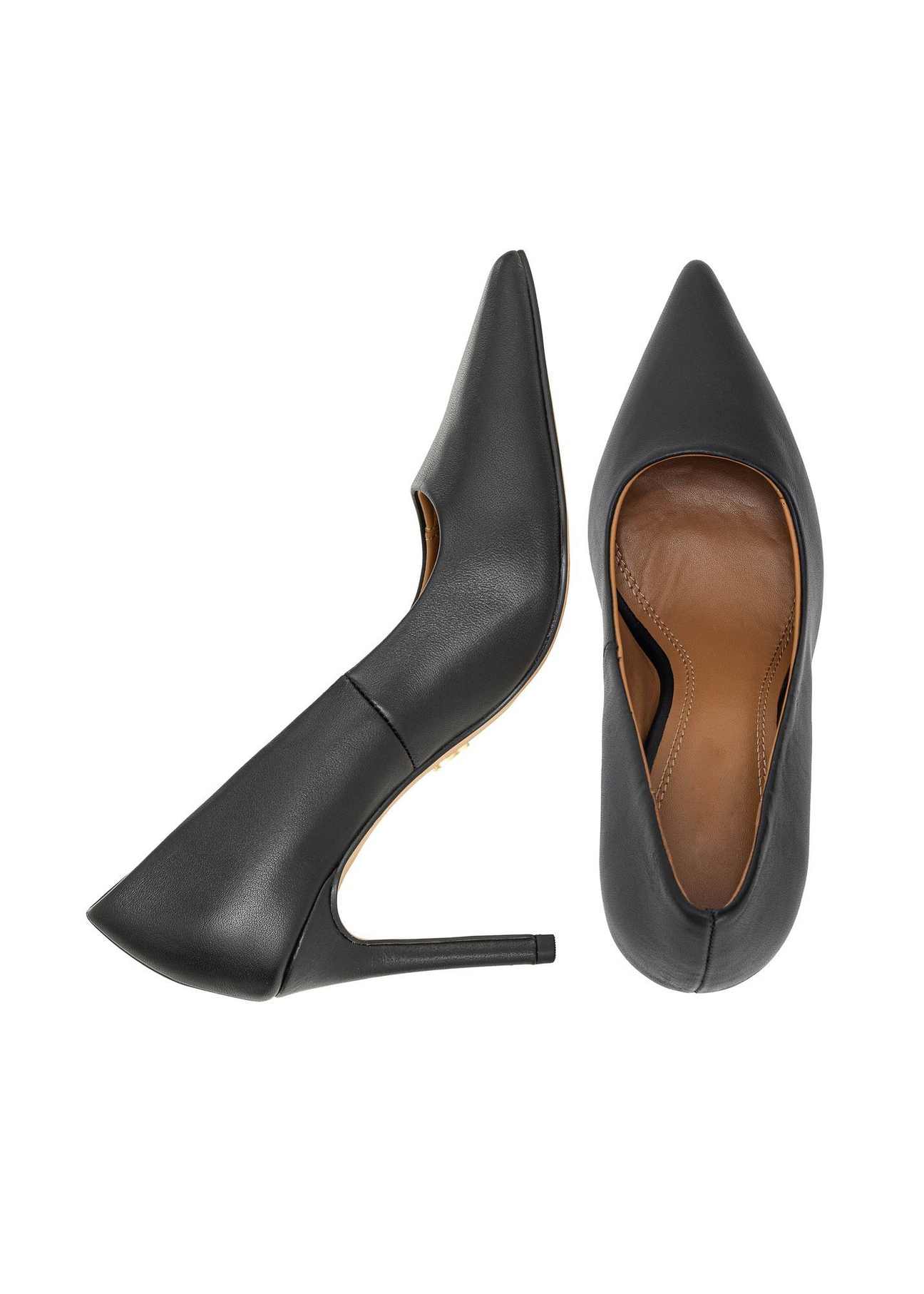 Black leather women's high heels