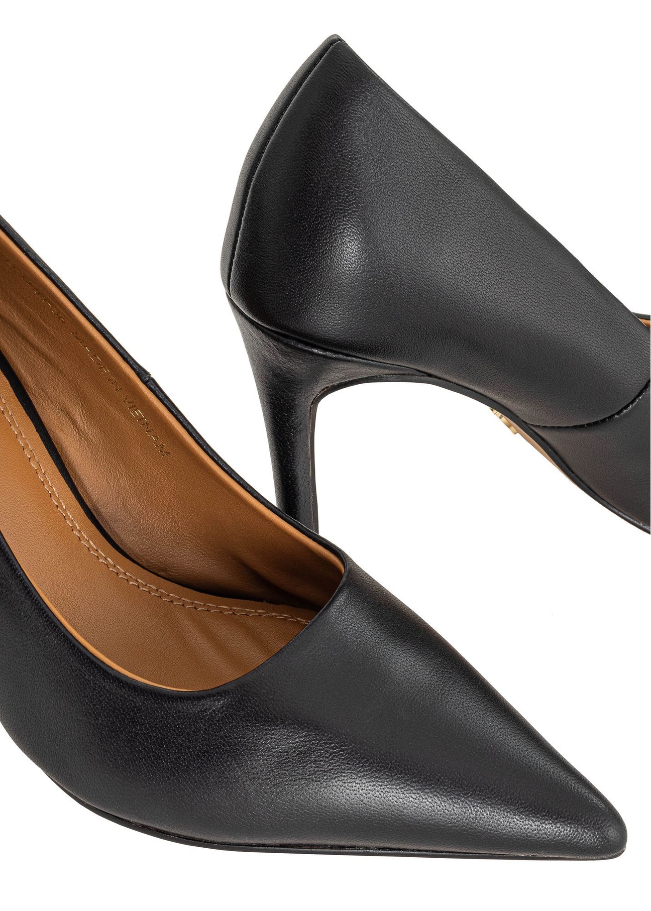 Black leather women's high heels