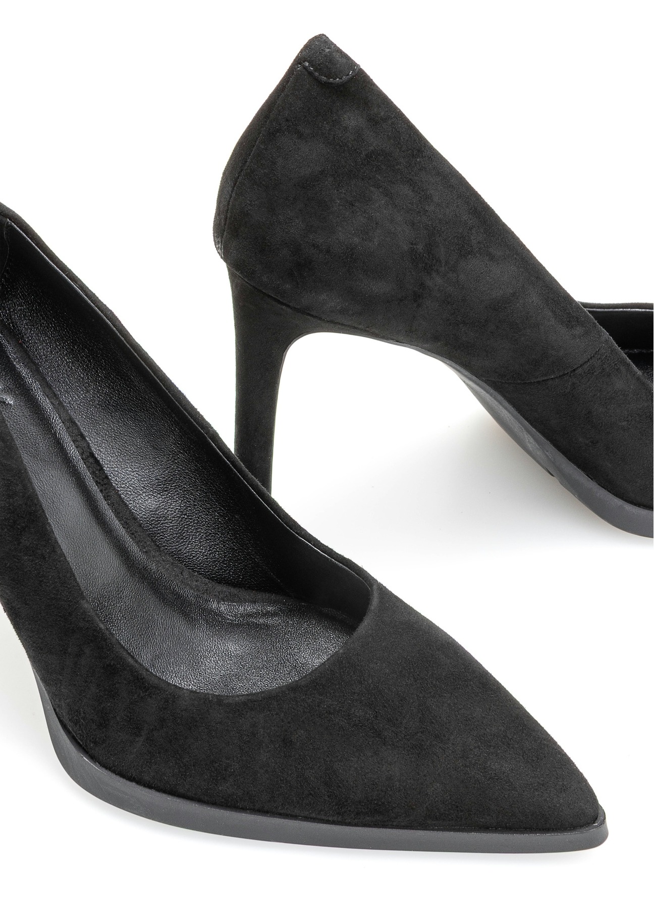 Black suede women's high heels
