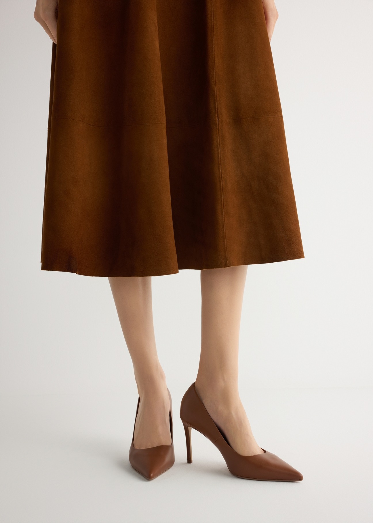 Women's brown leather high heels