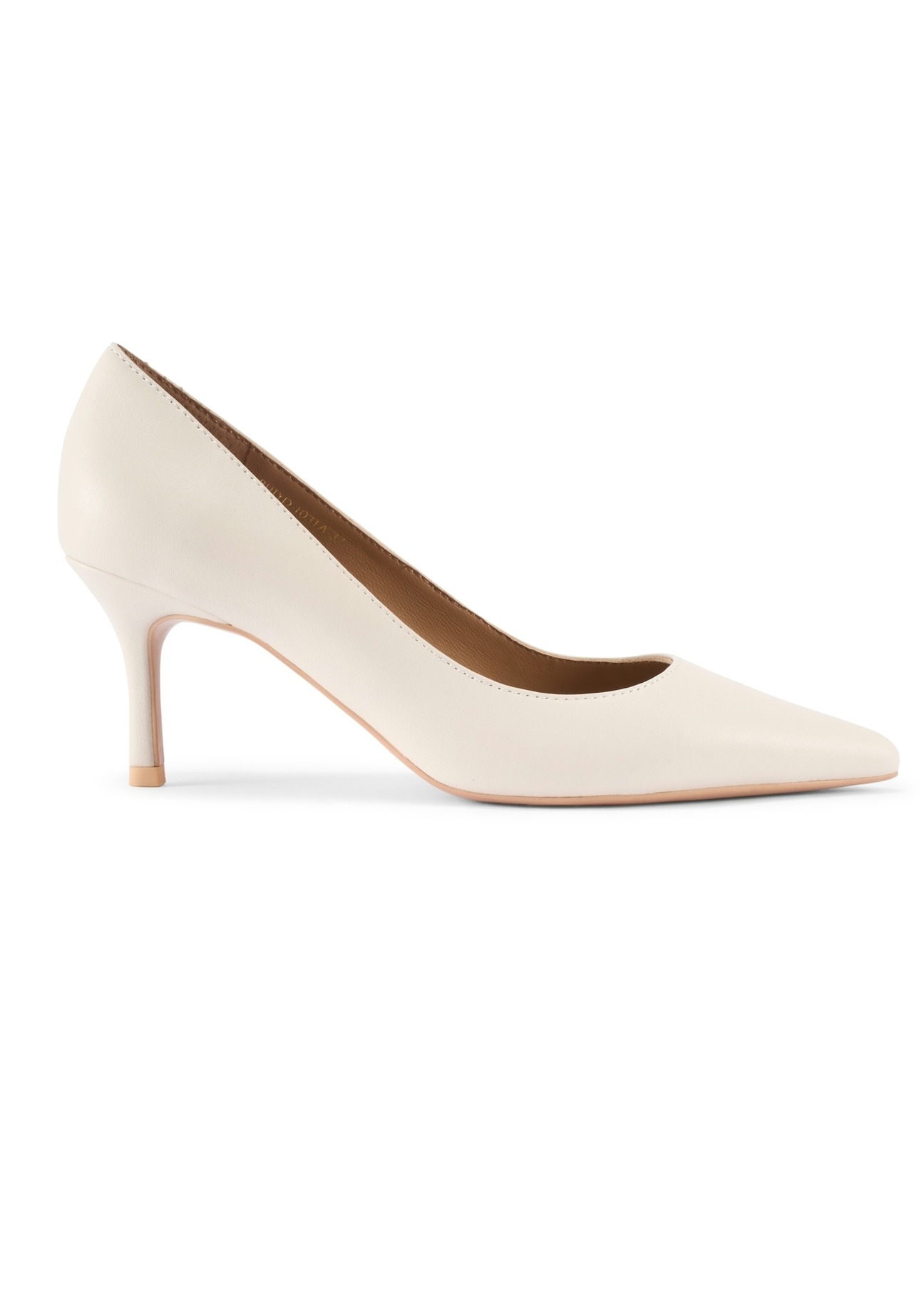 Cream leather women's pumps