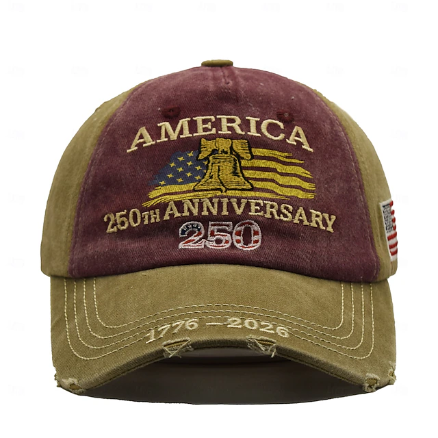 Men's USA 250th Anniversary Distressed Baseball Cap | Embroidered Liberty Bell Patriotic Trucker Hat