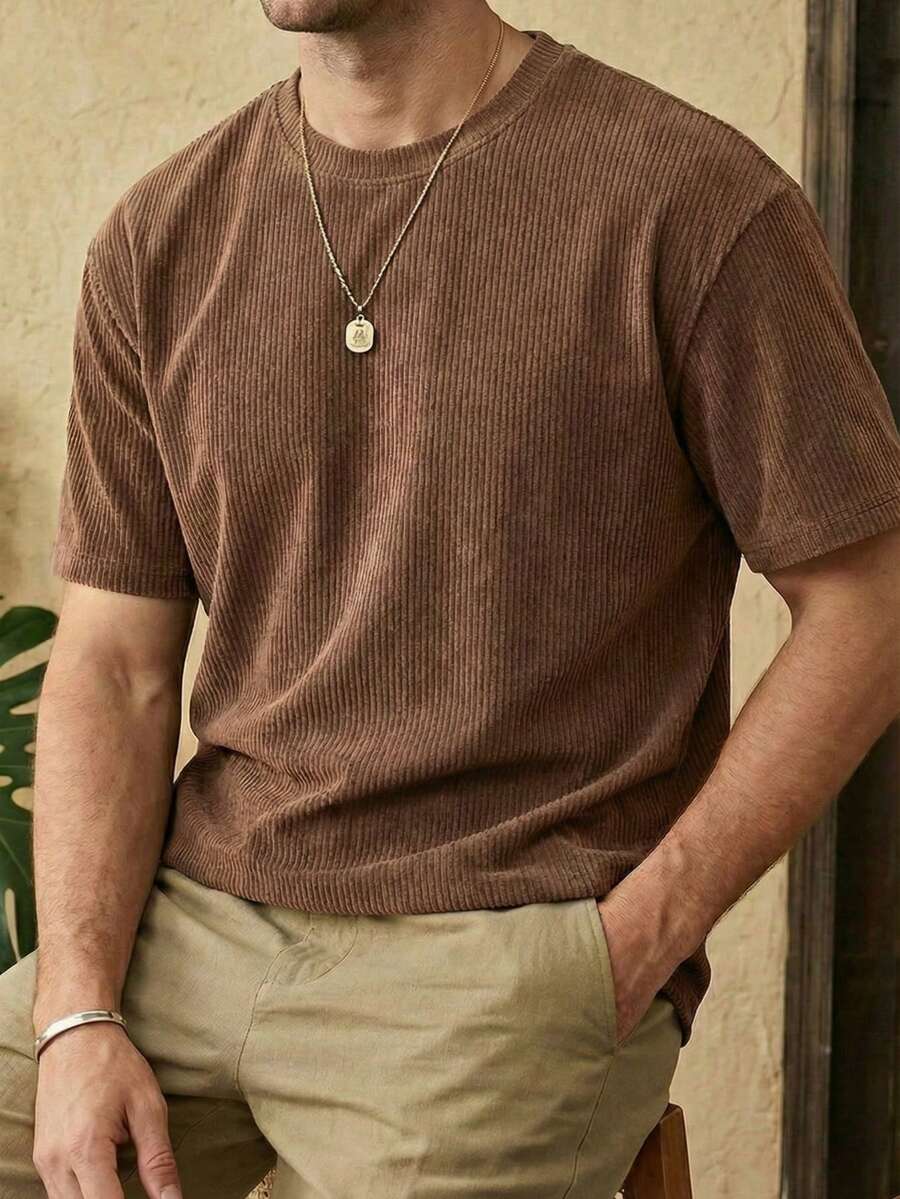 Men's Casual Loose Fit Round Neck Short Sleeve T-Shirt