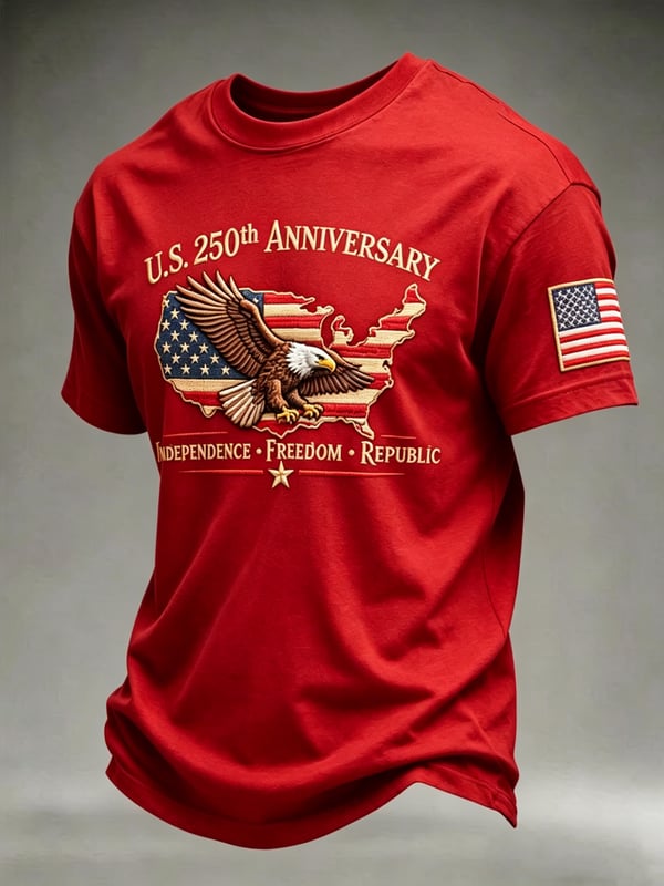 Patriotic Eagle USA Map Independence Freedom Republic Celebration Gift 4th of July T-Shirt