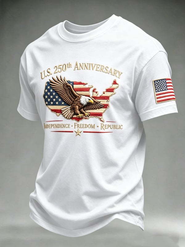 Patriotic Eagle USA Map Independence Freedom Republic Celebration Gift 4th of July T-Shirt