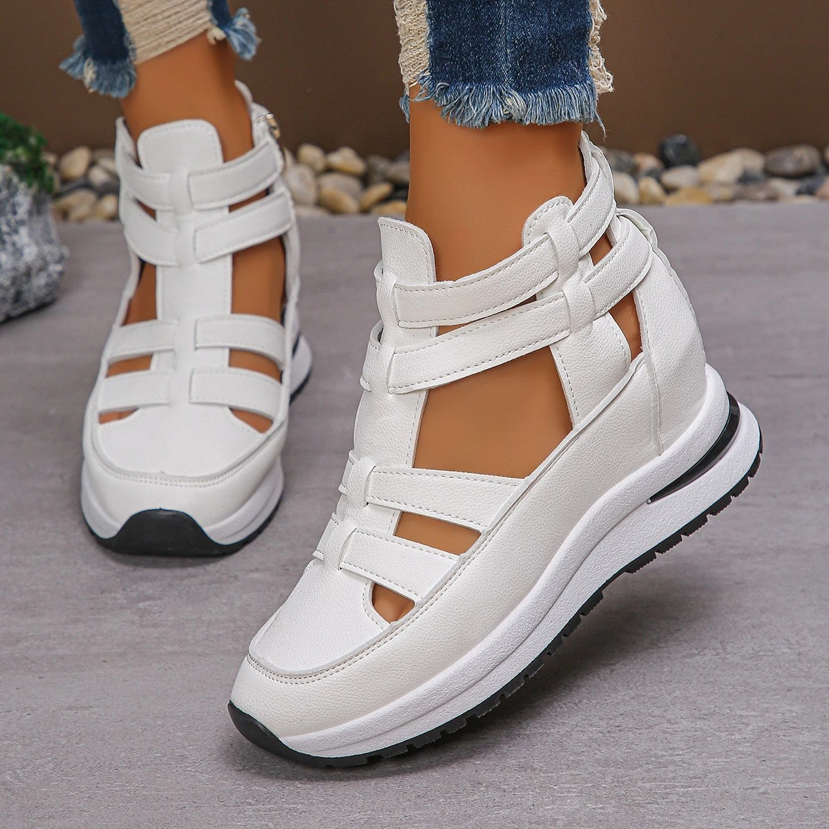 Womens Close Toed Hollow Out Summer Platform Fashion Sandals