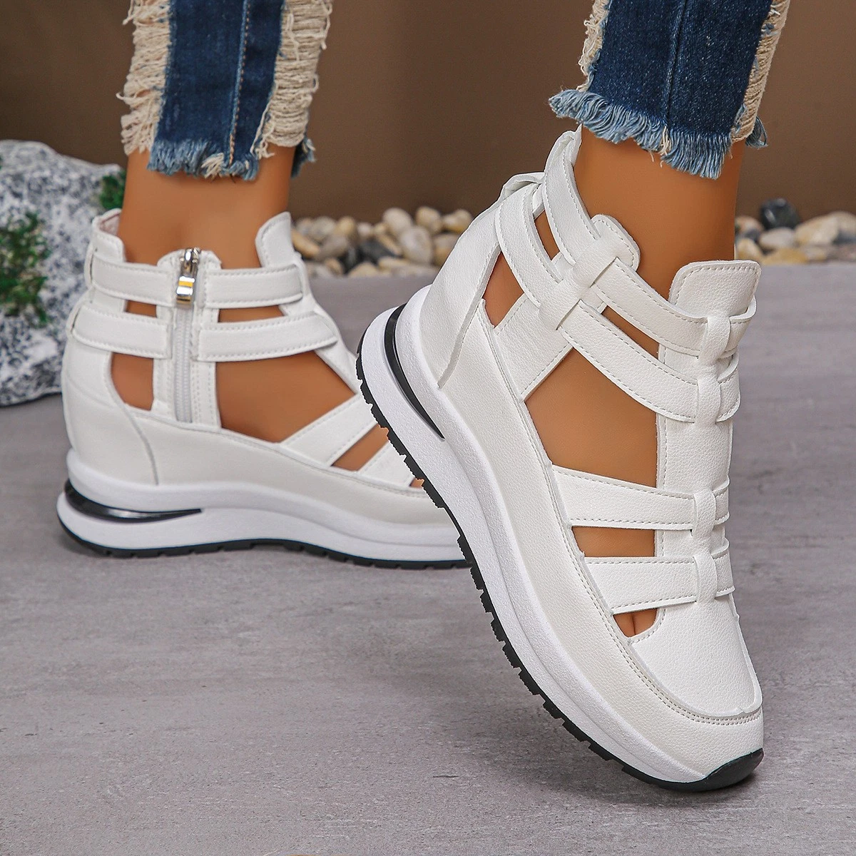 Womens Close Toed Hollow Out Summer Platform Fashion Sandals