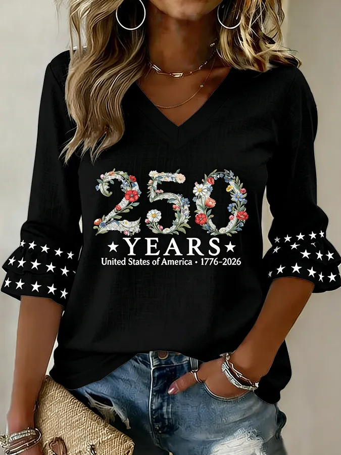 [Copy]Women’s USA EST 1776 Patchwork Print Crewneck Sweatshirt