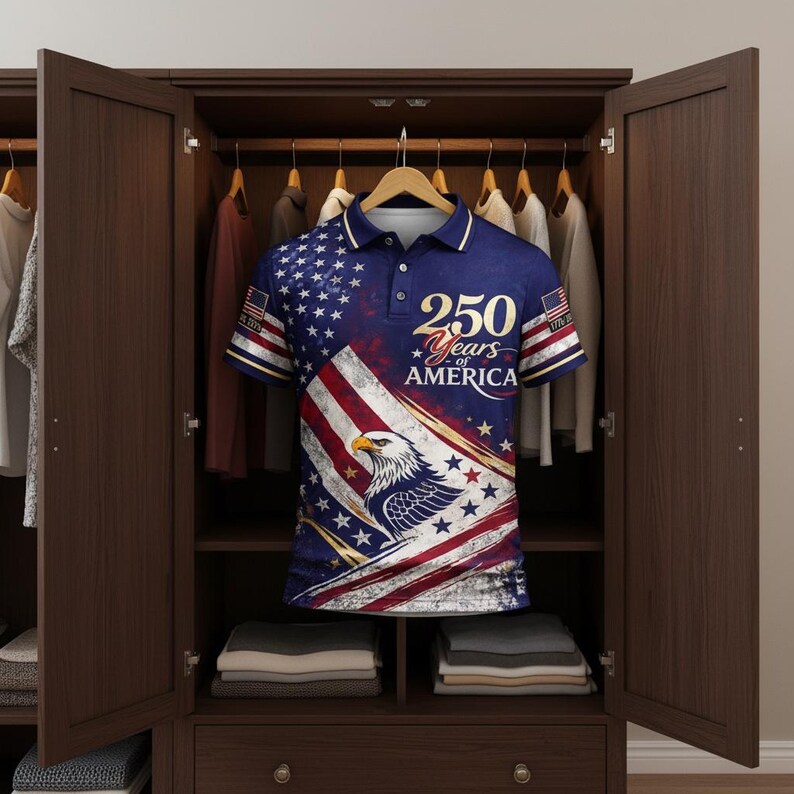 USA 250th Anniversary Polo Shirt, American Flag 1776–2026 Patriotic Polo, Gift for Dad Mom, United States Eagle Independence Day Apparel