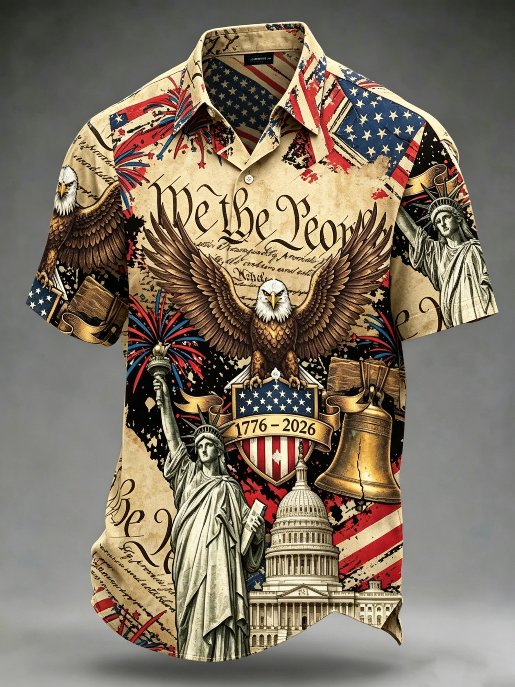 Men's Usa Semiquincentennial 250 Years of Freedom Since 1776 Fourth Button Shirt