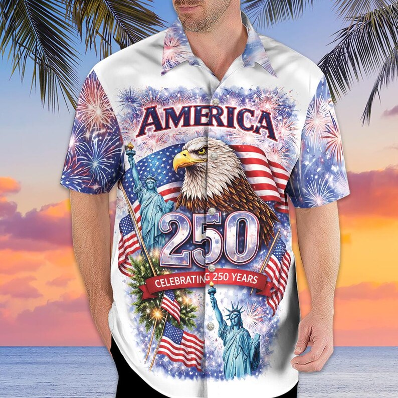 Freedom 250th Anniversary Hawaiian Shirt, Usa 250 Years Independence Apparel,1776–2026 America Anniversary, patriotic Freedom Hawaii Shirt