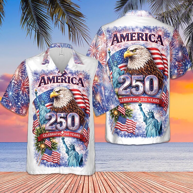 Freedom 250th Anniversary Hawaiian Shirt, Usa 250 Years Independence Apparel,1776–2026 America Anniversary, patriotic Freedom Hawaii Shirt