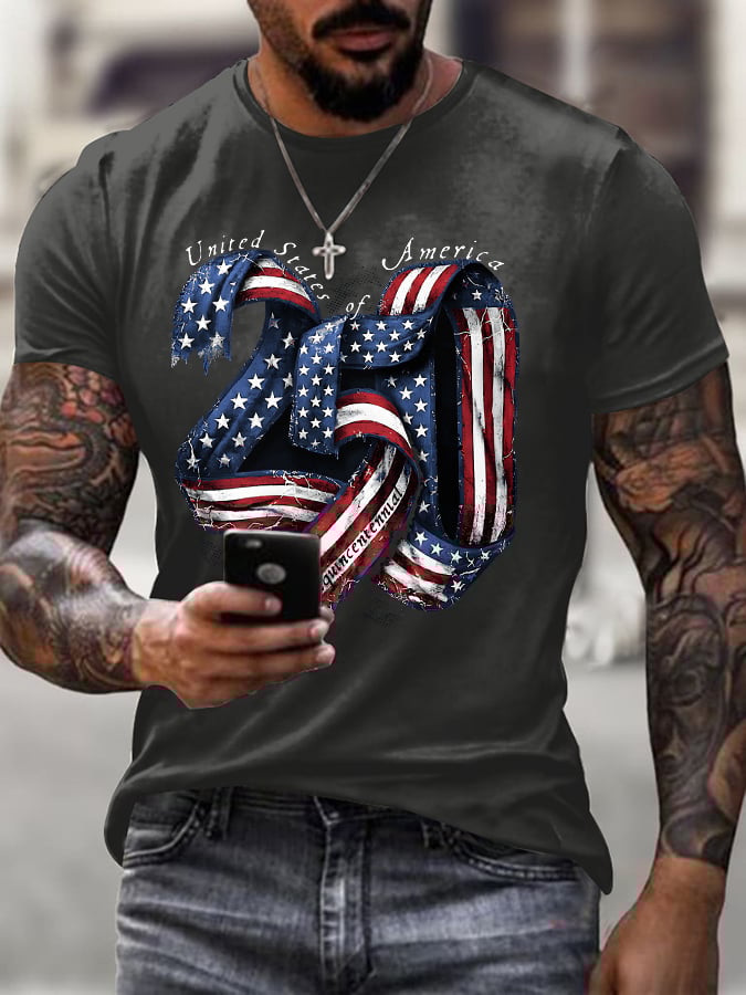 Men'S American 250th Anniversary Printed Short-Sleeve T-Shirt