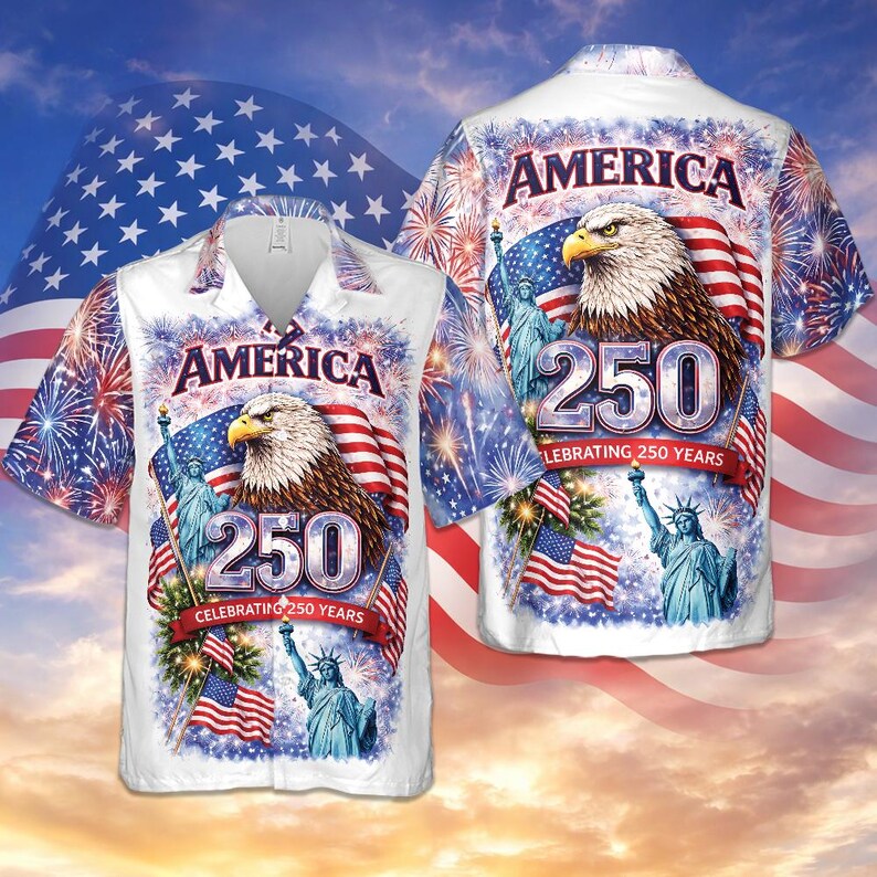 Freedom 250th Anniversary Hawaiian Shirt, Usa 250 Years Independence Apparel,1776–2026 America Anniversary, patriotic Freedom Hawaii Shirt
