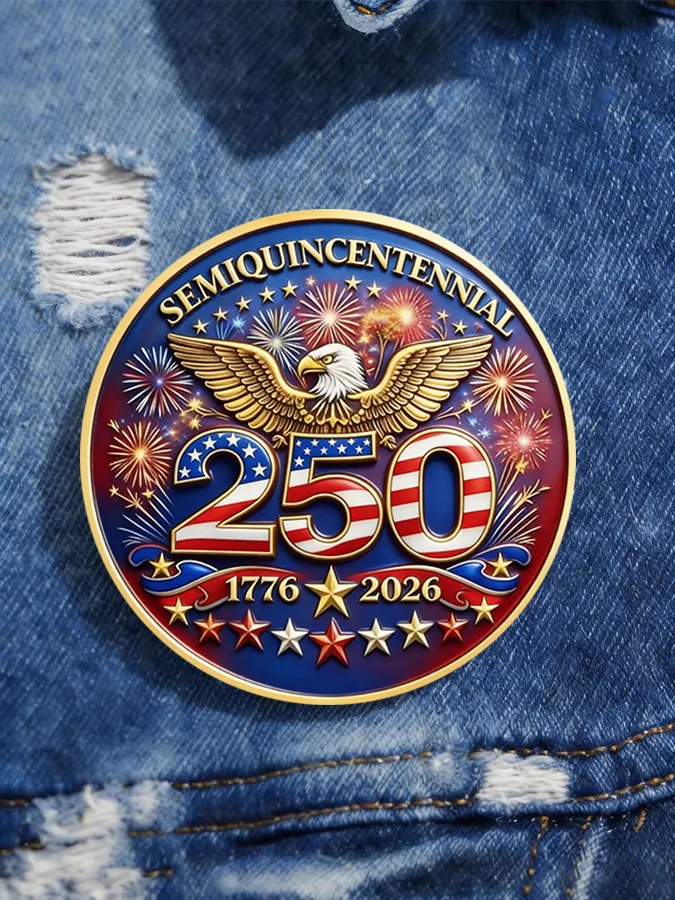 Unisex American 250th Anniversary Stamped Brooch