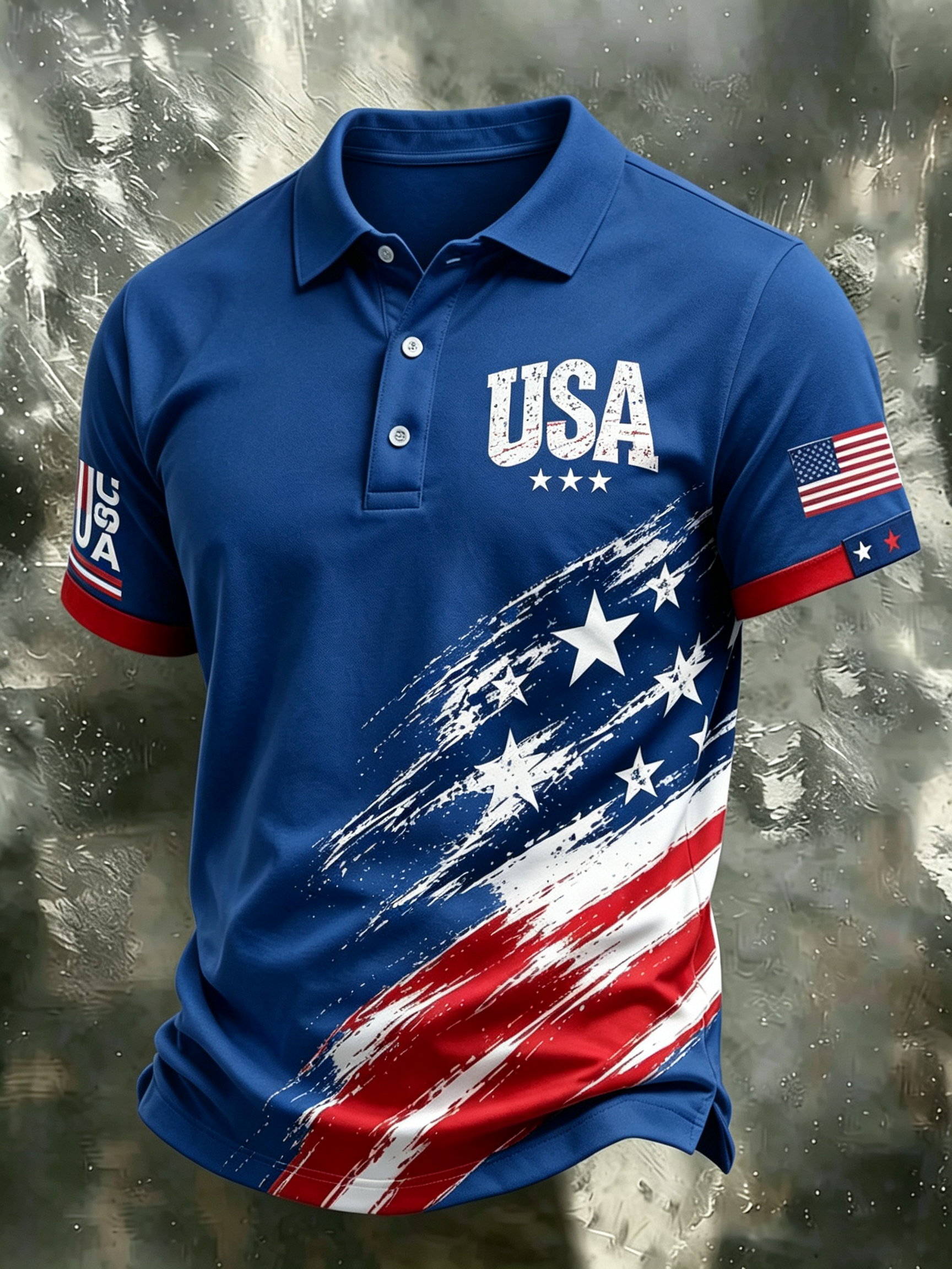 Men's Independence Day Flag Printed Top 4th of July Casual Shirt