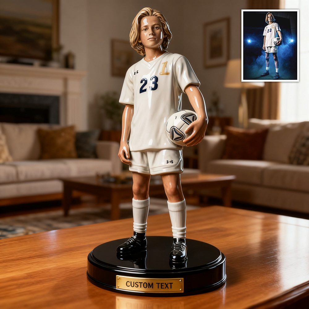 Personalized ceramic realistic style soccer photo ornament