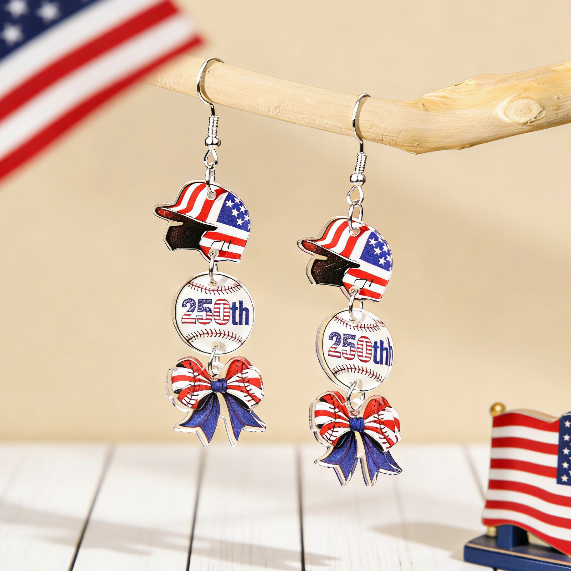 USA 250th Anniversary Patriotic Acrylic Earrings Set
