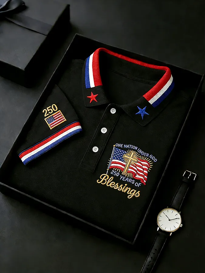 Men's America 250th Anniversary Faith One Nation Under God Polo Shirt